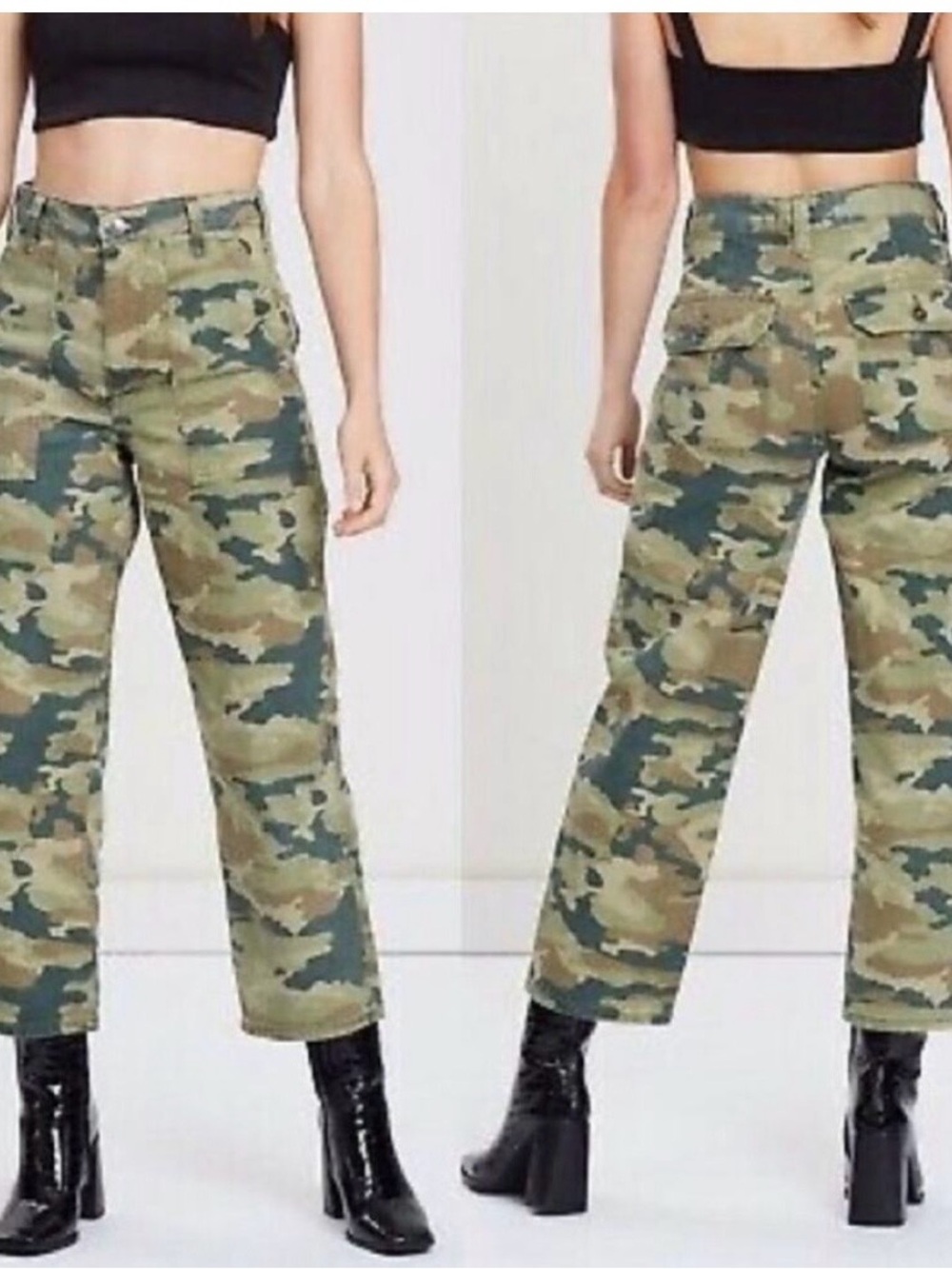 We the Free Remy camo print cropped baggy pants size 28
